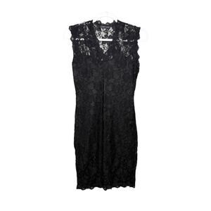 The Vintage Shop Sleeveless Lace Dress Women L Black Whimsical Goth 90s‎ Y2K